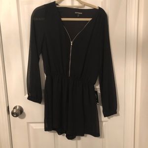 Black romper with zipper front